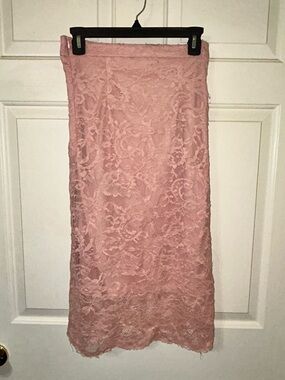 SHEIN Blush Pink Lace Midi Skirt